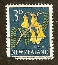 New Zealand #337 3p Kowhai Flower 1960-1966 used