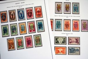 COLOR PRINTED UBANGI-SHARI 1915-1930 STAMP ALBUM PAGES (9 illustrated pages)