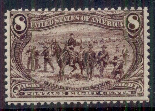 US #289 8¢ violet brown, fresh og, hinged, nice stamp, F/VF, Scott $150.00