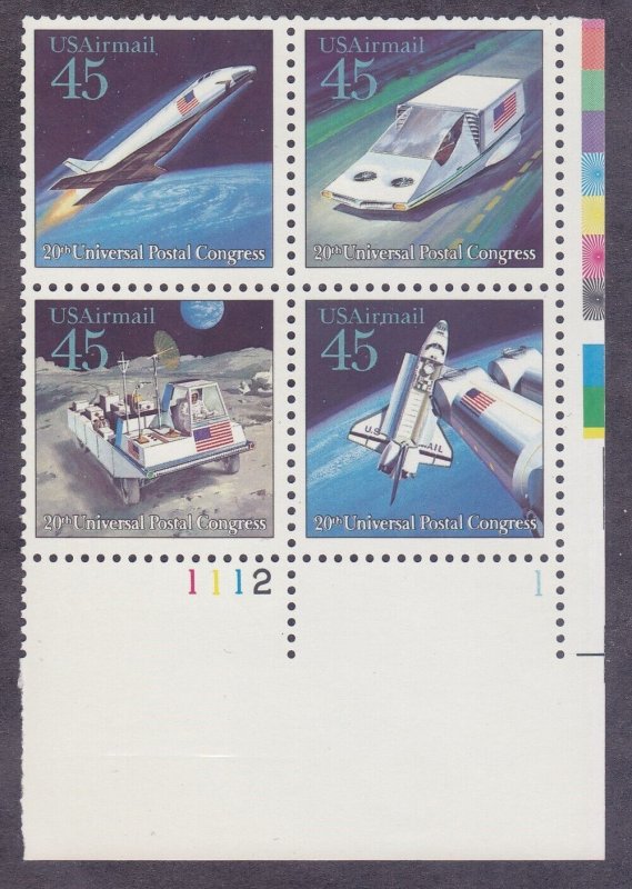 US C125a MNH 1989 Space Futuristic Mail Delivery Plate Block 4 #11121LR 