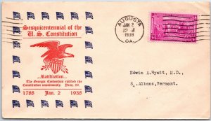 US FIRST DAY COVER SEQUICENTENNIAL OF THE UNITED STATES CONSTITUTION 1938