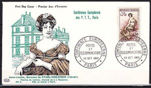 France, Scott cat. 974. Writer M. de Stael & Lyre issue. First day cover. ^