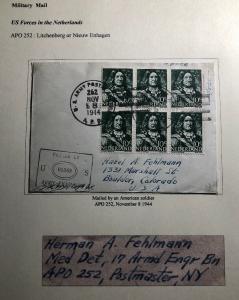 1944 Us Army Forces In Netherlands Censored Cover To Boulder Co USA H Fehlmann