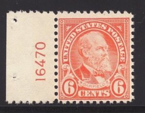 #558 VF MNH OG-PERF 11 6c Garfield Plate# Single (REM #558-644)