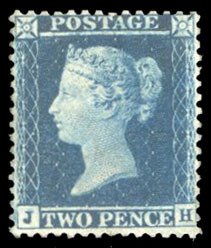 British Commonwealth - Great Britain #17 Cat$3,000, 1855 2p blue, unused with...