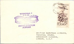 Poland FFC 1958 - British European Airways - Warsaw To London - J7400