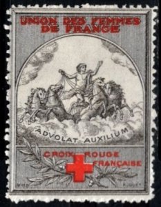 1914 WWI France Charity Poster Stamp Red Cross Union of Women of France Unused