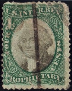 RB4a 4¢ Proprietary Stamp (1874) Used/Faults