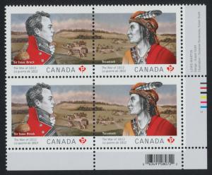 Canada 2555a BR Plate Block MNH The War of 1812, Military