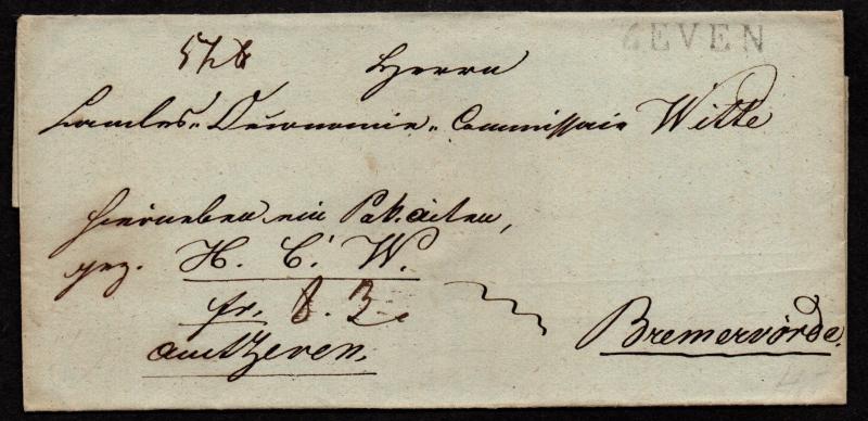 $German Stampless Cover, Zeven (31mm)