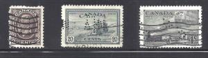 Canada 3 x COMMERCIAL PERFINS USED (BS12256)