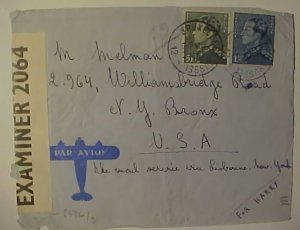 BELGUIM 2 DIFF CENSORS 1941 B/S GERMANY EXPO TO US