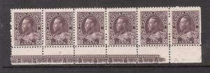 Canada #116 NH Mint Lathework A Strip Of Six