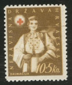 Croatia Scott B23 MH* 1942 scratched plate variety