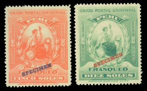 PERU  1899 UPU - LIBERTY set w/ABNC SPECIMEN Sc# 158-159 mint MNH  RARE