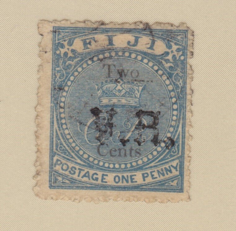 FIJI forgery  TWO CENT ON  ONE PENNY VR overprint