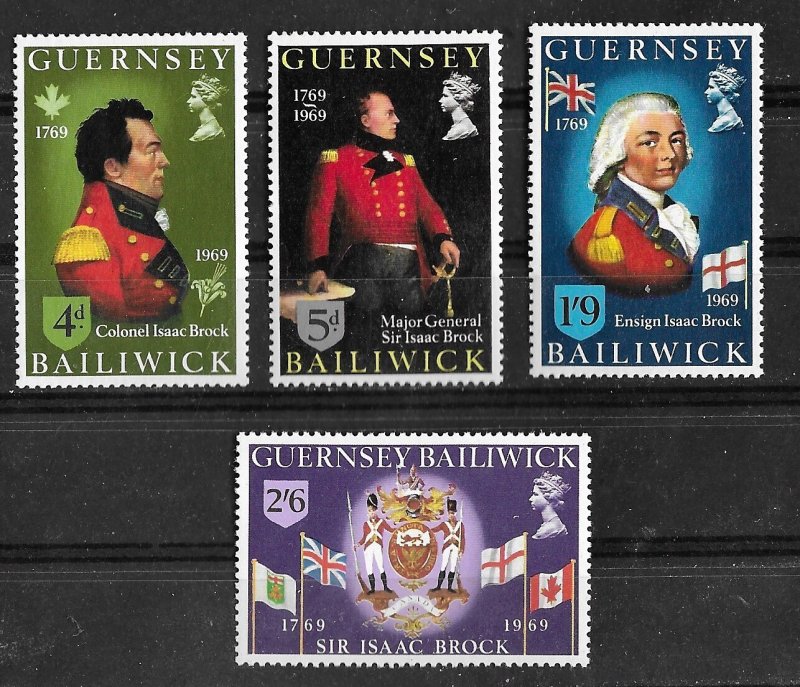 Great Britain-Guernsey # 24-27 Sir Isaac Brock   (4) Mint NH