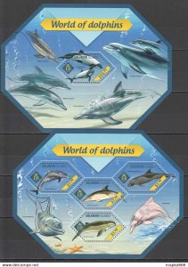 2014 Solomon Islands World Of Dolphins Marine Life #2657-61 1+1 ** Ls251