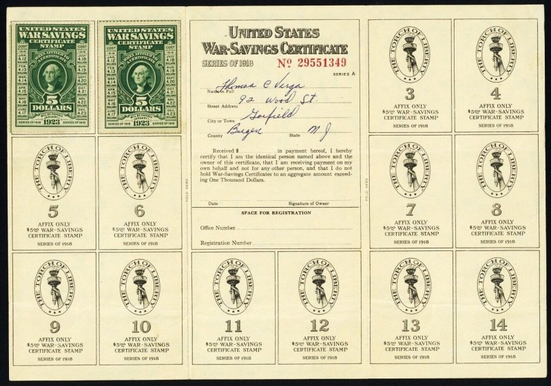 WS2, $5 Savings Stamps In Saving Stamp Album RARE! - Stuart Katz