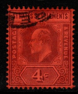 MALAYA STRAITS SETTLEMENTS SG112 1902 4c PURPLE/RED USED