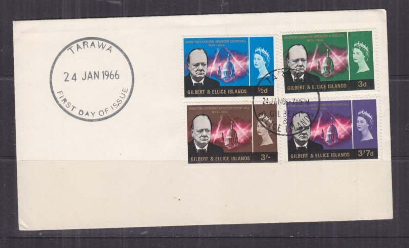 GILBERT & ELLICE ISLANDS, 1966 Churchill set of 4, unaddressed fdc.