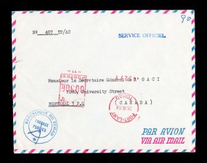 FORT-LAMY TCHAD (CHAD) METERED COVER SERVICE OFFICIEL AIRMAIL TO CANADA 1964