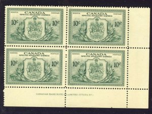 Canada MNH Plate block #1 Special Delivery Express No. E11. Cat. Value = $33.00