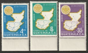 Guatemala 1956 Sc C207-9 air post set MNH** with selvedge