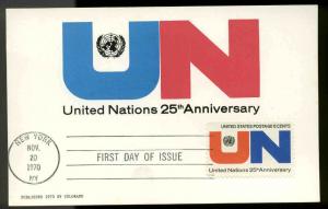 1419 UNITED NATIONS FDC NEW YORK, NY COLORANO PRE-SILK MAXIMUM CARD