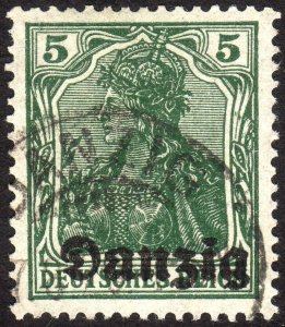 1920, Danzig, 5pf, Used, Sc 1, Mi 1