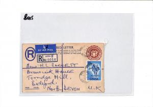 BQ15 Commonwealth Stationery 1973 GHANA Accra Registered Cover Up-rated Airmail