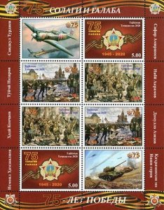 TADZHIKISTAN - 2020 - End of World War II, 70th Anniv - Perf 8v Sheet - MNH