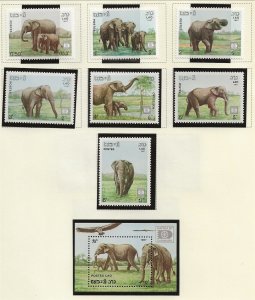 LAOS Sc 805-12 NH SET+S/S OF 1987 - ANIMALS - ELEPHANTS - (AO23)