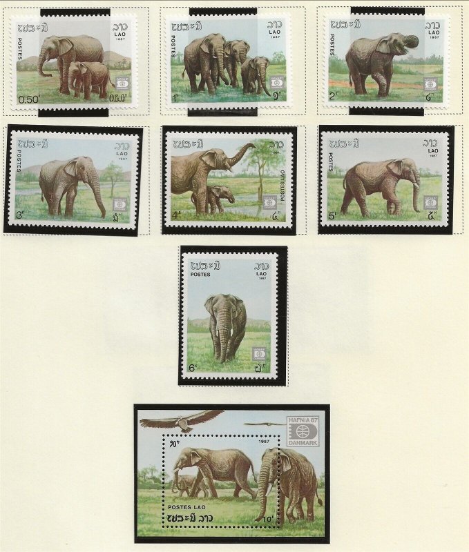 Laos Sc 805-12 NH Set+S/S of 1987 - Animals - Elephants - (Ao23) | Asia ...