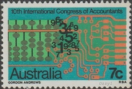 Australia 1972 Sc#531 7c Abacus & Circuit Board MINT-VF-OG-NH.