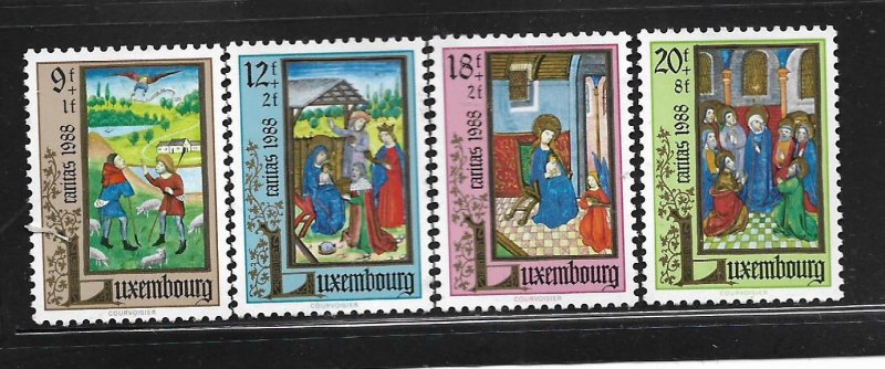 LUXEMBOURG,B367-B370, MINT HINGED, CHRISTMAS 1988