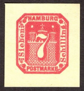 Hamburg Reprint of cut square, 7Sch, Unused