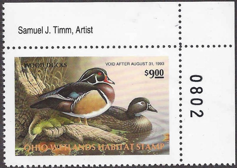 OH11 Mint,OG,NH... State Duck Stamp.. SCV $16.00... Artist