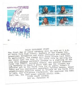 2220-23 Polar Explorers, Cover Craft Cachets, CCC, block of 4, FDC