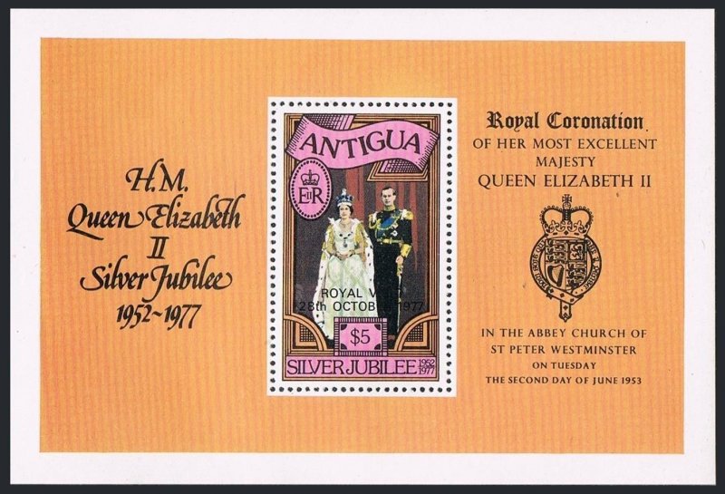 Antigua 477-481,482,MNH.Mi 473-477,Bl.31. Queen Elizabeth II,Royal visit 1977.