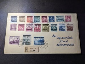 1939 Registered Bohmen and Mahren Overprint Souvenir Cover Prague to Plzen