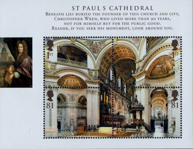 GB, (MS55) 2008 SGMS2847 Mini Sheet, CATHEDRALS, Mint (NH)