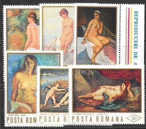 Romania Sc 2255-60 MNH Set of 1971 - Art Nudes