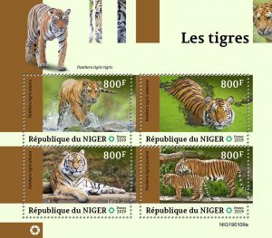 Niger 2019 MNH Wild Animals Stamps Big Cats Tigers Siberian Tiger Fauna 4v M/S 