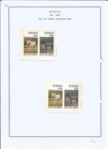STAFFA - 1981 - Horses - Horizontal Pair -Sheets-Mint Light Hinged-Private Issue