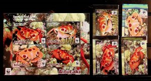 AITUTAKI Sc 623-26+626a NH SET+S/S OF 2014 - SEA LIFE - CRABS