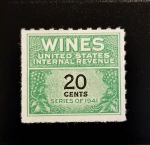 1942 20c U.S. Internal Revenue, Cordial & Wine, Green Scott RE130 Mint NH
