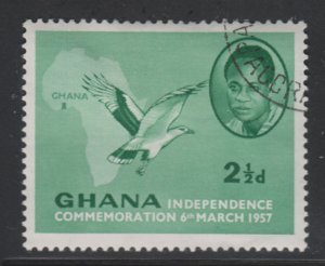 Ghana 2 Kwame Nkrumah, Map and Palm-nut Vulture 1957