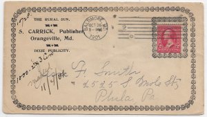 1901 Publishing Advertising Cover, Baltimore, MD to Philadelphia, Pa (56583)