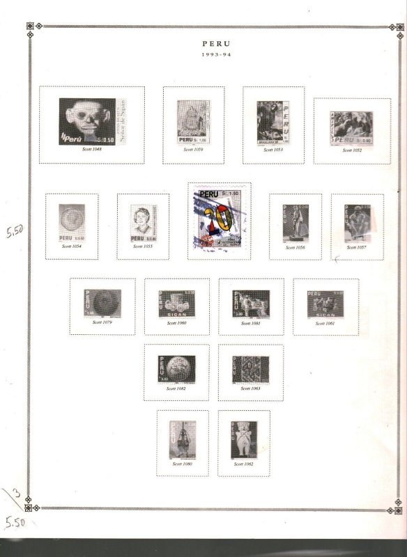 Collection,  PERU Part C Scott Album Page, 1942/1998, Cat $157 Mint & Used